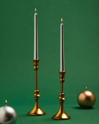 Metal Taper Candle Holder Tall Gold