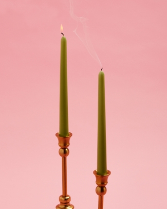 Unscented Taper Candle Light Green 2pk - Sweet Season