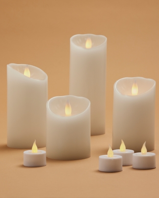 Premium Flickering Flameless Pillar Candle White -  X-Large