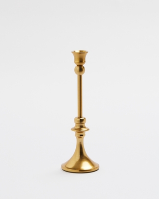 Metal Taper Candle Holder Tall Gold