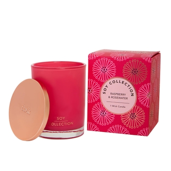 Raspberry &amp; Rosewater 1 Wick Soy Candle