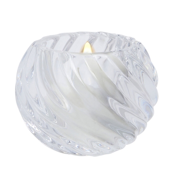 Swirling Glass Clear Tealight Candle Holder