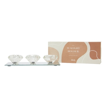 Taya Tealight Candle Holder Mirror Tray Set