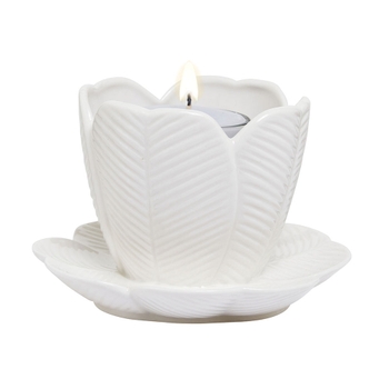 Thalia White Flower Votive Holder