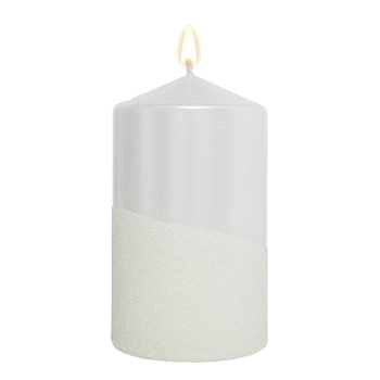 Snow White Glitter Pillar Candle