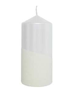Snow White Glitter Pillar Candle