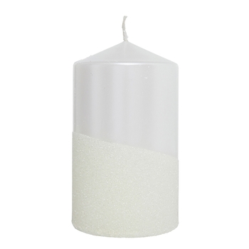Snow White Glitter Pillar Candle