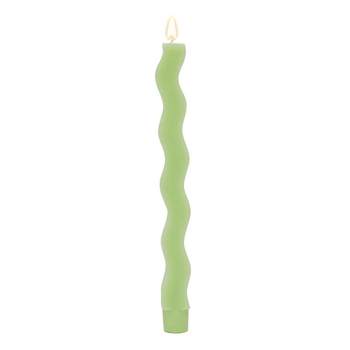 Sage Wavy Soy Taper Candle