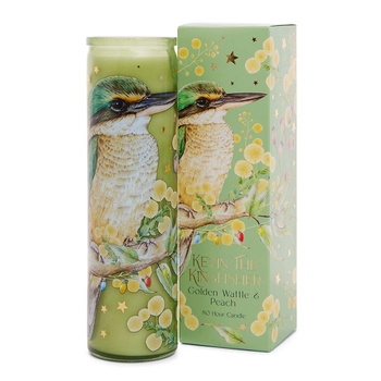 Kevin the Kingfisher Golden Wattle & Peach 1 Wick Scented Candle