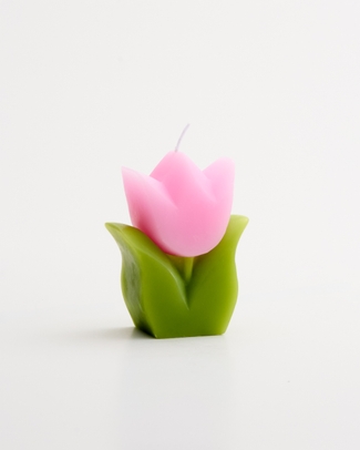 Tulip Flower Unscented Candle Pink 9.5cm