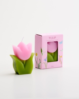 Tulip Flower Unscented Candle Pink 9.5cm