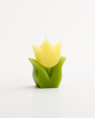 Tulip Flower Unscented Candle Yellow 9.5cm