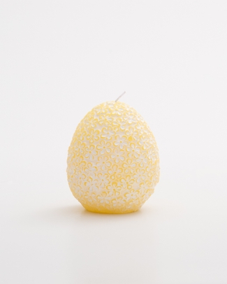 Flower Embossed Egg Unscented Candle Yellow 9cm
