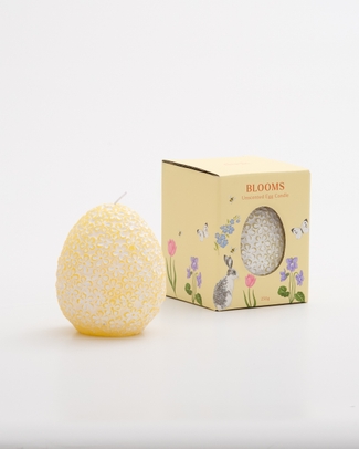 Flower Embossed Egg Unscented Candle Yellow 9cm