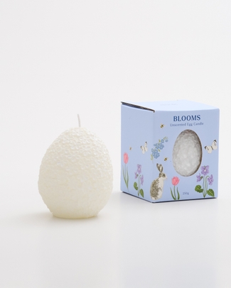 Flower Embossed Egg Unscented Candle White 9cm