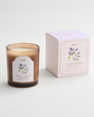 Secret Garden Bouquet Amber Glass Candle 300g