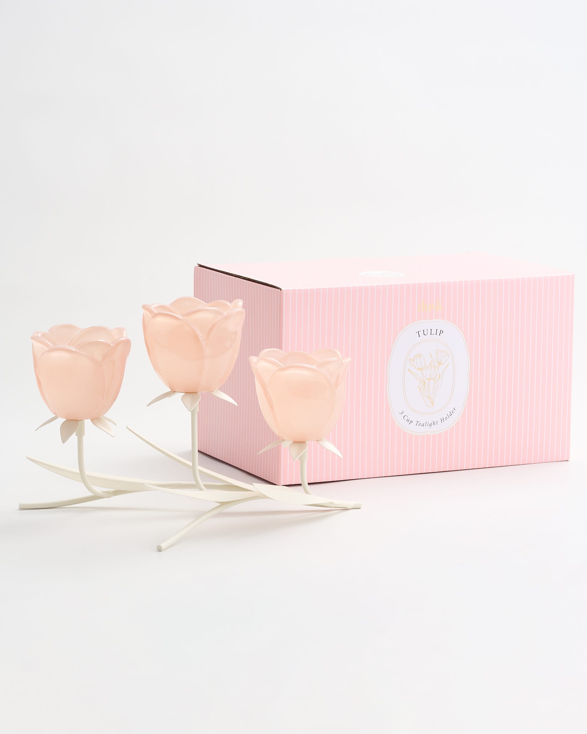 Tulip Low Tealight Holder 3 Cup Pink