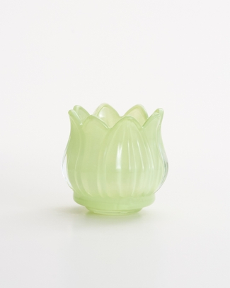 Petals Glass Tealight Holder Green