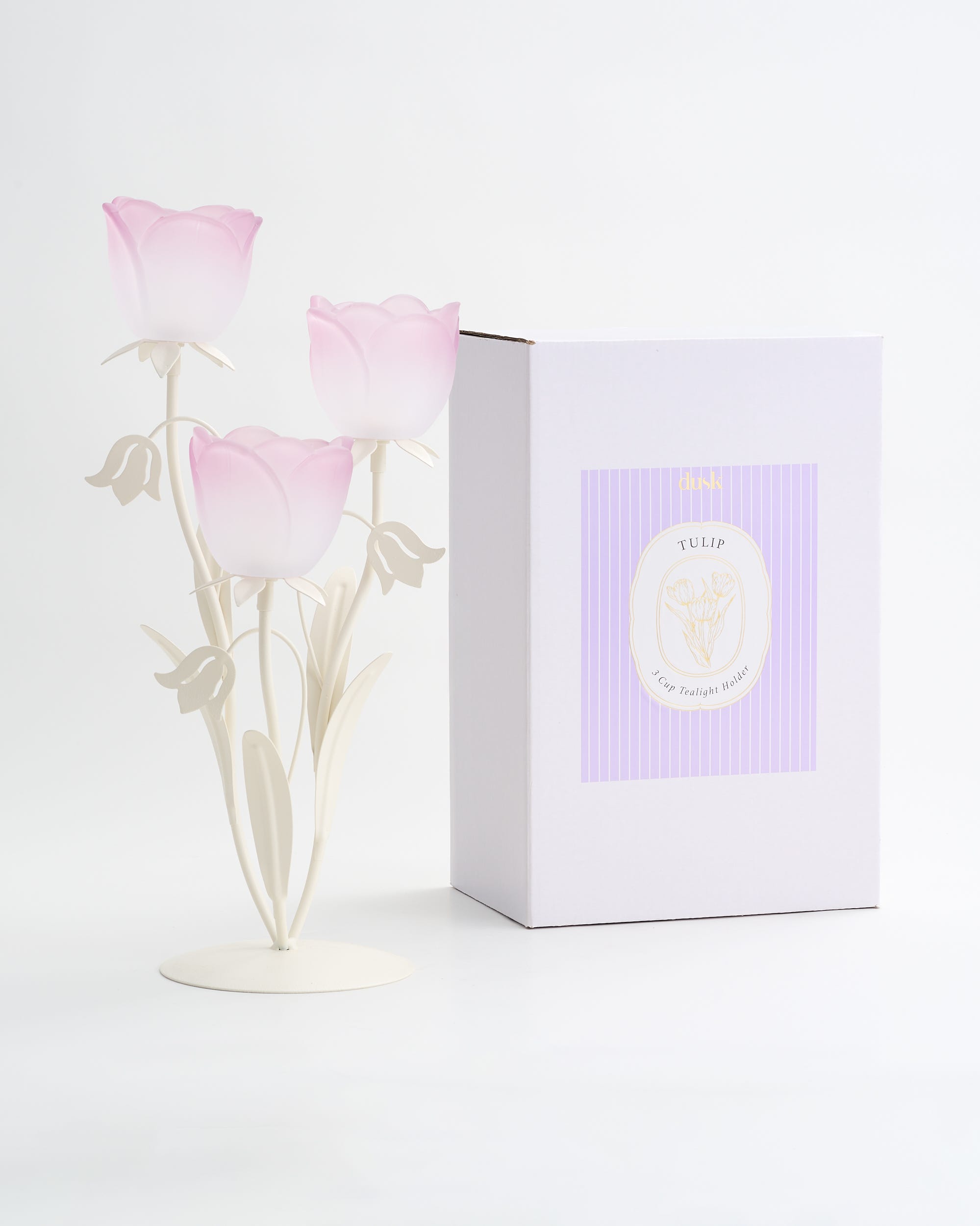 Tulip Glory Tealight Holder 3 Cup Lilac