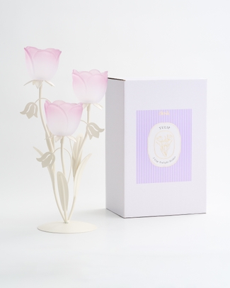 Tulip Glory Tealight Holder 3 Cup Lilac