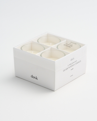 Unscented Glass Votives Candles White 4 Pack