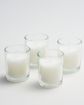 Unscented Glass Votives Candles Ivory 4 Pack