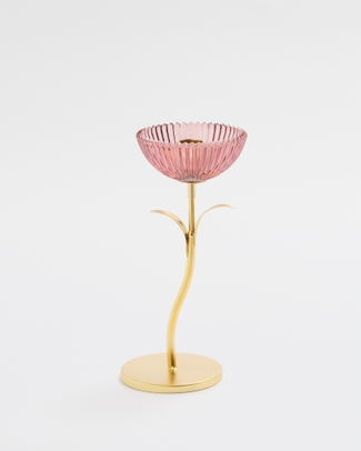 Rosette Bloom Taper Candle Holder Tall