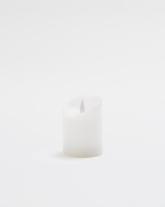 Premium Flickering Flameless Pillar Candle White - Small