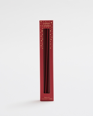 Unscented Taper Candle Red 2pk - XMAS Celebration