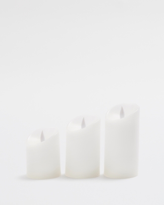 Premium Flickering Flameless White Candles with Remote 3pk