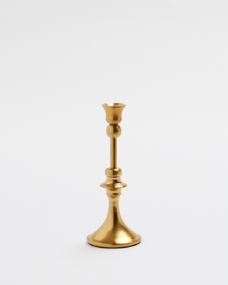 Metal Taper Candle Holder Short Gold