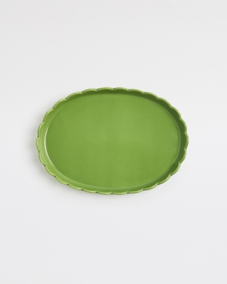 Green Oval Scalloped Platter 30cm Dinner Club