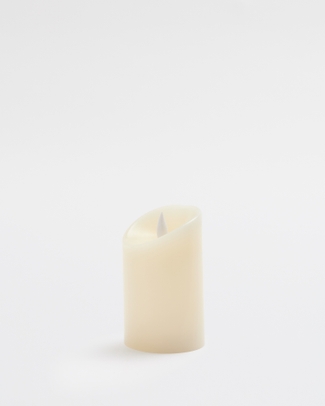 Premium Flickering Flameless Pillar Candle White- Medium