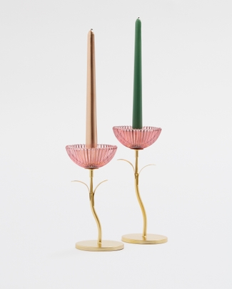 Rosette Bloom Taper Candle Holder Short