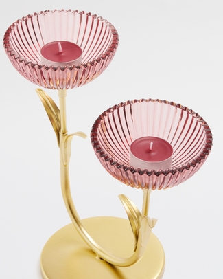 Rosette Bloom 2 Cup Tealight Holder