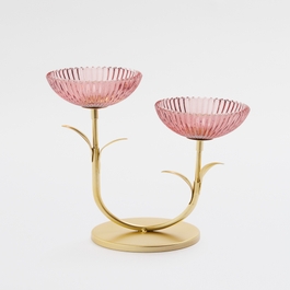Rosette Bloom 2 Cup Tealight Holder
