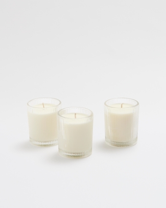 Unscented Votive Candle Trio Ribbed Glass - Tea Room